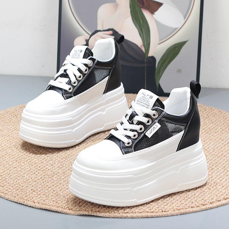 Fashion 10CM Platform Heel Wedge Shoes Sneakers Pumps White Platform Air Mesh Hollow Pumps Shoes Women Zapatos De Mujer