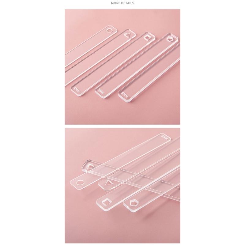 5Pcs Clear Acrylic Clay Thickness Measuring Tool Set Pottery Thickness Gauge Ruler For Clay Modeling Crafting Project