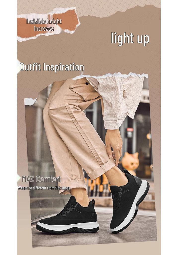 Men's 8CM Height Boost Casual Shoes - Breathable Mesh, Lightweight, Shock-Absorbing, Dad Style for Autumn