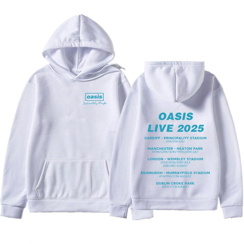 Zpěvák O-Oasis Live 25 Tour Potisk Mikina Pánská Mikiny s Dlouhým Rukávem Unisex Fleecová Volná Pulovr Y2k Oblečení
