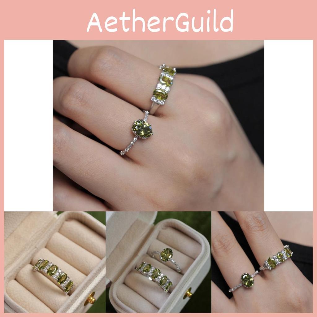 Chic And Sophisticated Olive Green Adjustable Ring For Trendy Women's Fashion Accessories