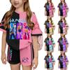 Kid Patriotic Outfit - Short Sleeve & Shorts 2-Piece Set For Girl