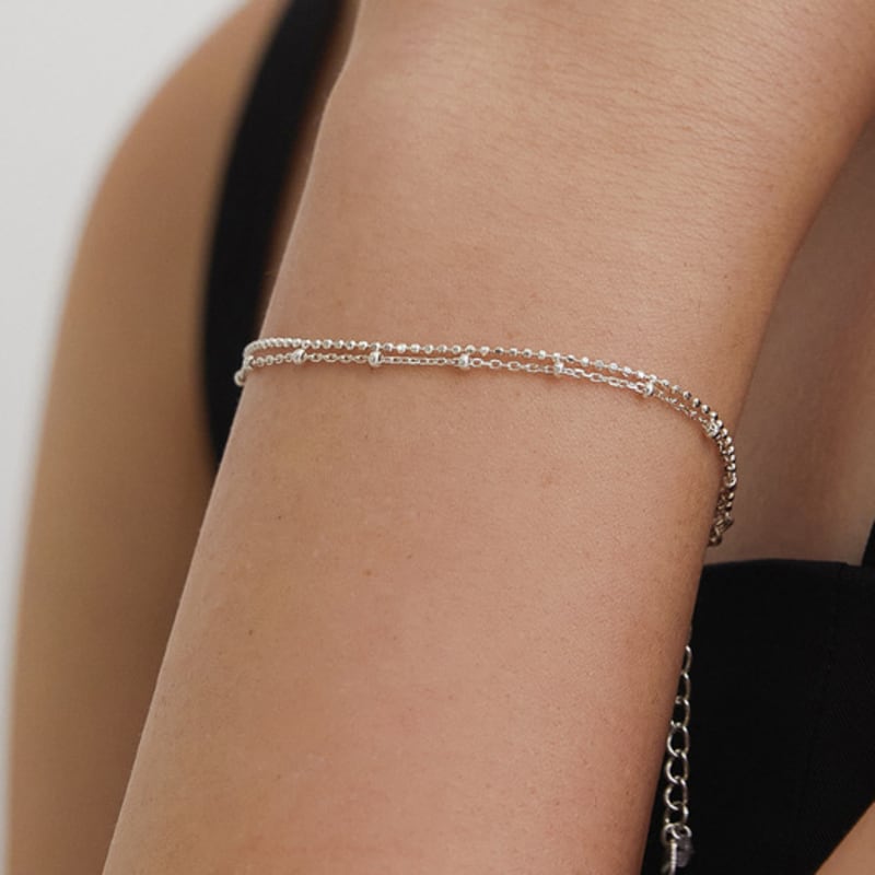 Tatiana (925 Silver) Double Ball Chain Bracelet BR1804