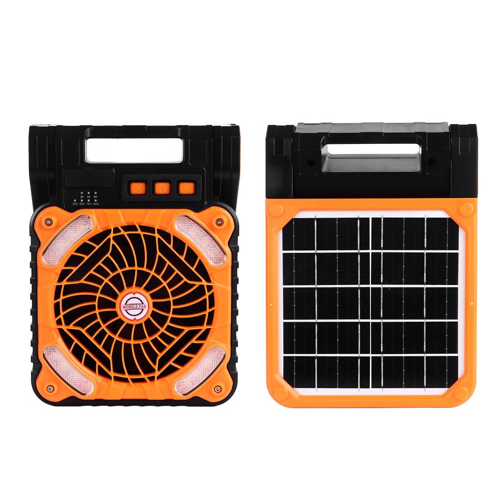 Solar Fan 5200MAH Type C Charging 4 Speed   Brushless Motor 4.5mCelsiuss Low Noise LED Timer Solar Camping Fan for Fishing Outdoor Activities