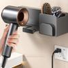Hair Dryer Holder Water Proof ABS Wall Mounted Adhesive Blow Dryer Rack for Combs Hairpins Hair Dryer Nozzles