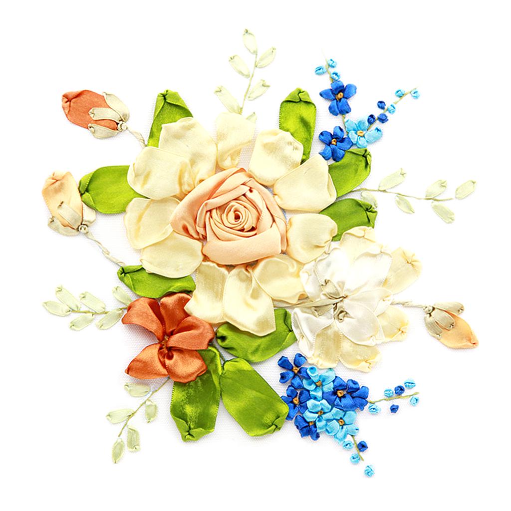 Ribbon Embroidery Kits DIY Flower Painting Kit Stamped Cross Stitch 01