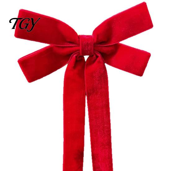 Wedding Room Ribbon Bows Velvet Bow Xmas Pendant, Christmas Tree Flannel Ornament, Elegant Holiday Home Accents Decorative Retro Style Hanging Pendant