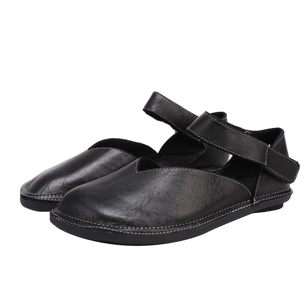 Fashion GKTINOO 2025 Spring/Summer New Retro Flat Sandals Comfortable Genuine Leather Square Toe Shallow Casual Women's Shoes