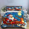 Santa and Reindeer Christmas Scene Bedding Duvet Cover Set Duvet Cover Pillowcases  (1*Duvet Cover 2*Pillowcases, Without Duvet Insert)