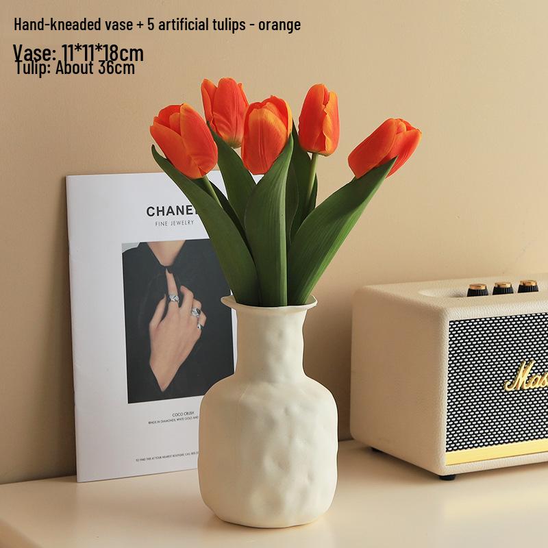 Artistic Ceramic Tulip Vase for Home Décor - Ideal for Dining Table, Bedroom, or Living Room.
