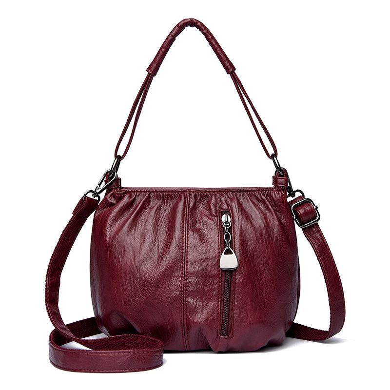 New Pu Soft Leather Spring Shoulder Messenger Bag Light Mobile Phone Change Bag Versatile Casual Mother Bucket Bag