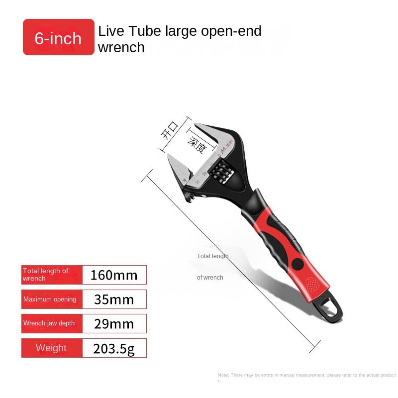 WoodWorking Short Handle Large Opening Bathroom Wrench Adjustable Wrench Stainless Steel Universal Wrench Mini Nut Key Hand Tool