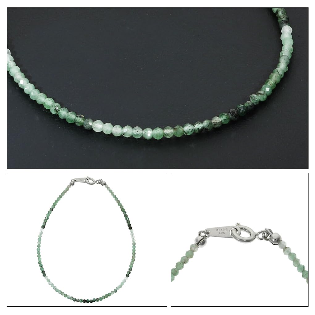 [Shinjuku Gin No Kura] Natural Emerald Cut Wire Bracelet, 2mm, 19.5cm, May Birthstone, Natural Stone, Men's, Green, Slim Fit
