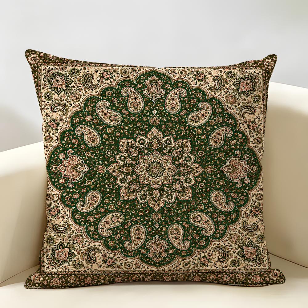Retro Bohemian Intricacy Luxury Cushion Cover Natural Linen Organic Fabric DoubleSided Printing Room Sofa Decor Pillow Case