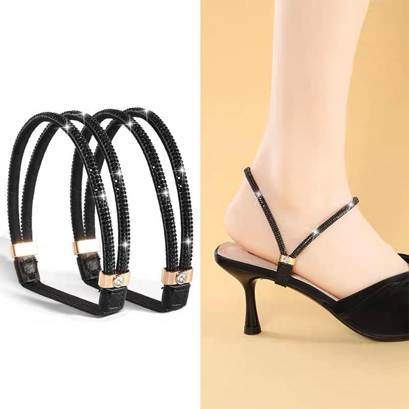 Women Shoe Belt Rhinestone High Heels Shoelaces Free Triangle Bundle Ankle Holding Loose Anti-skid Bundle Laces Tie Straps Band