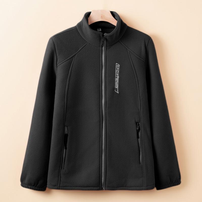 Spring and Autumn Fleece Jacket Women's Fleece Top Fleece Thickened Stand-Up Neck Cardigan Mom's New Warm Sweater
