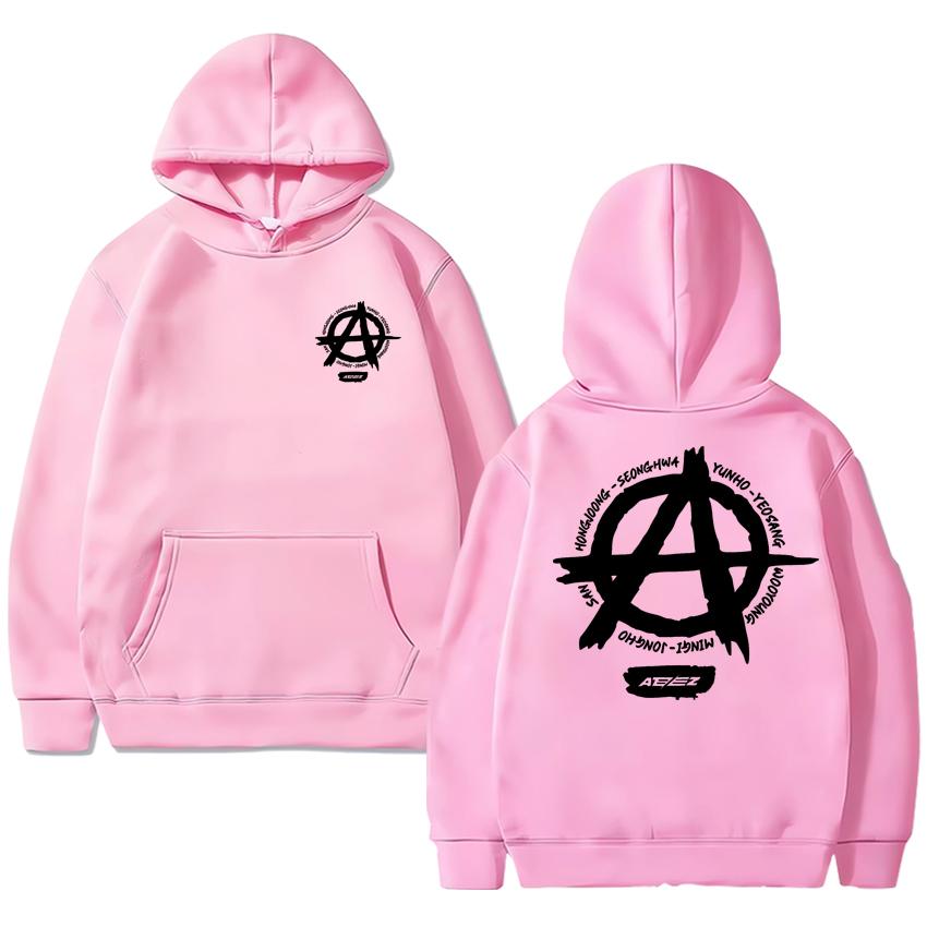 Kpop Ateez Double Sided Logo Printed Hoodie Autumn Winter Men Women Trend Y2k Sweatshirt Unisex Fleece Casual Vintage Pullovers