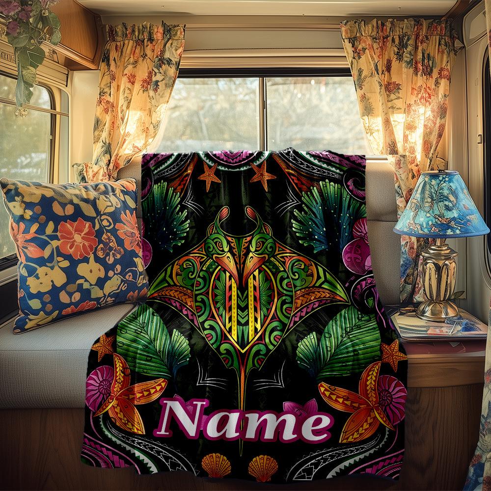 Marine Life Rv Customize Your Name Blanket Comfortable Soft Lightweight Allseason Multipurpose Blanket For Travel Camping Picnics Sofas Rvs Beds