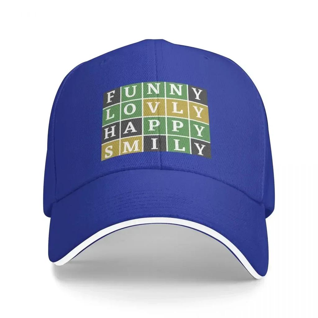 Learn happiness through Wordle Puzzle Game -Enjoy, Lovly, Happy, Smily Baseball Cap Sports Cap For Girls Men's