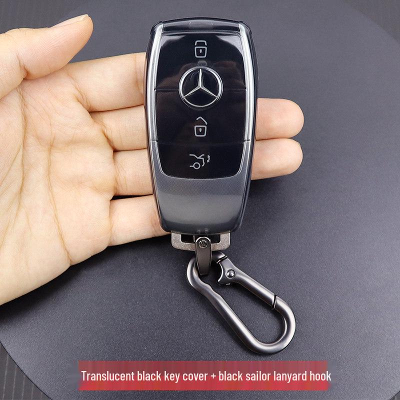 Ultra-Thin Transparent Key Case for Mercedes-Benz E300L, GLC260L, A200L, GLB, GLE350, and CLS-Class