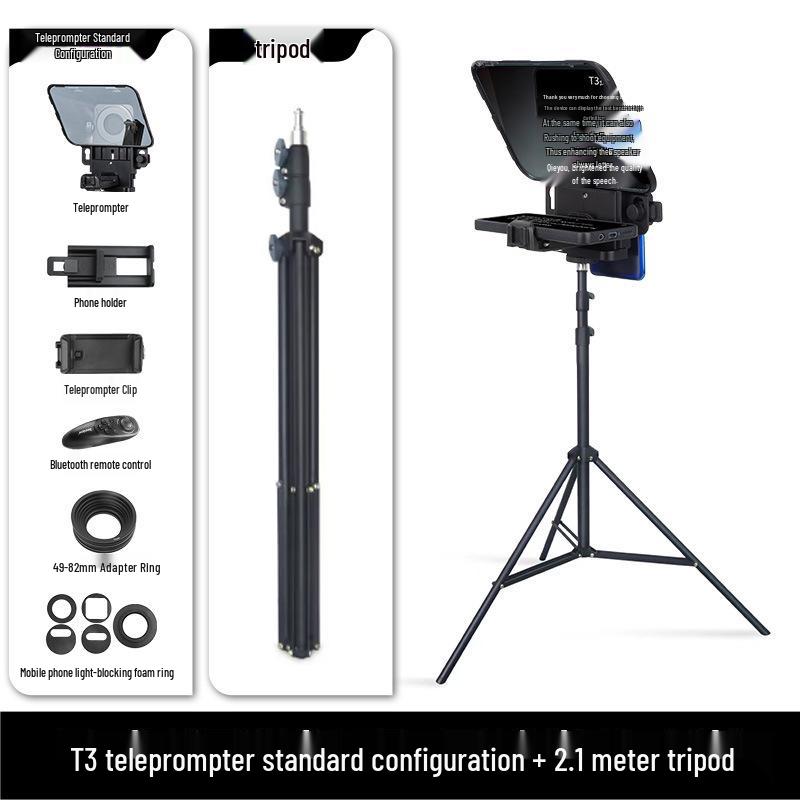 Baisiyue T3 Teleprompter for Mobile & DSLR Cameras - Perfect for Douyin Live Streaming and Video Interviews