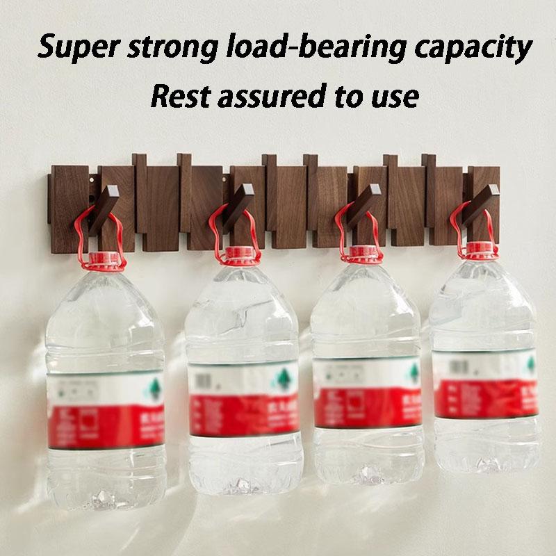Solid Wood Coat Rack Entrance Hall Clothes Bag Storage Hanging Hook Wall Mounted Clothing Organizer Hanger with Magnetic Suction