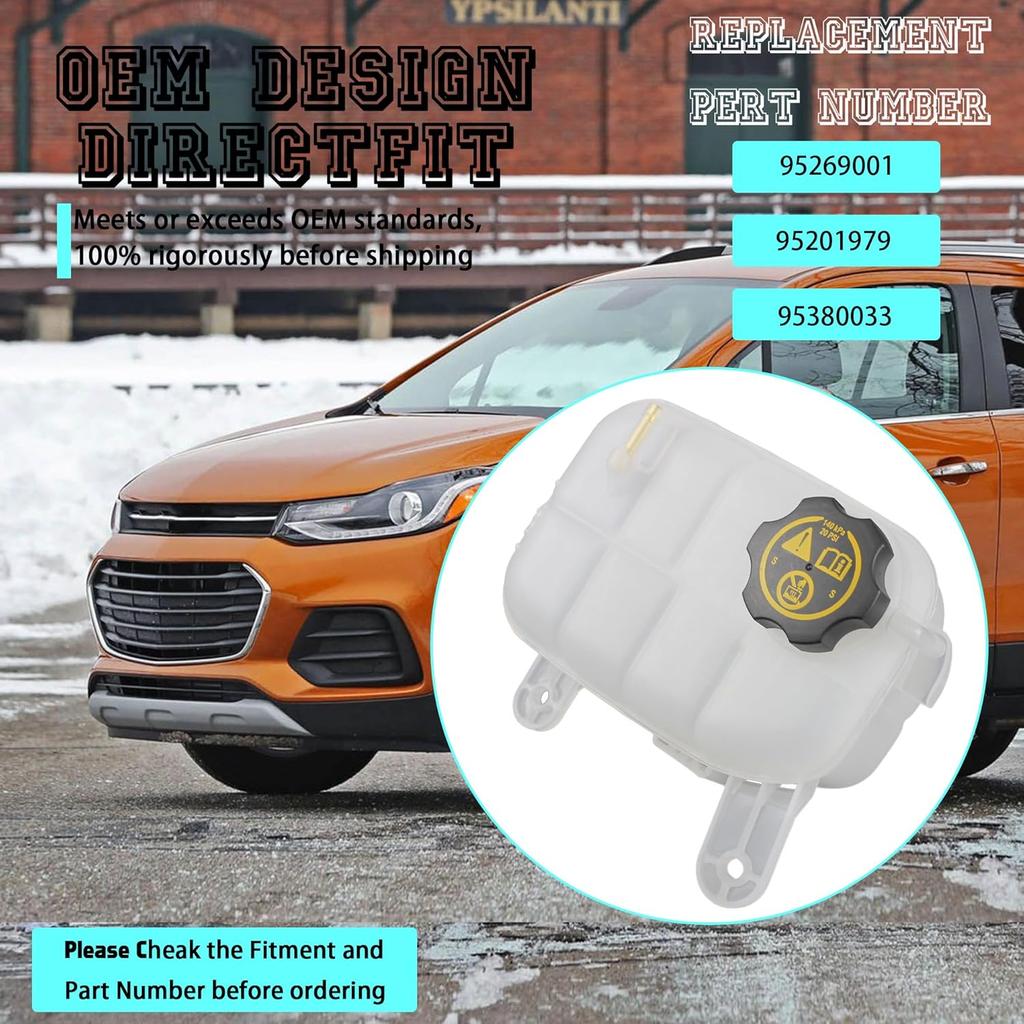 Engine Radiator Coolant Overflow Reservoir Tank With Cap Compatible With 2013- Buick Encore Chevrolet Trax L4 1.4L 1.8L Replaces 95269001 9579
