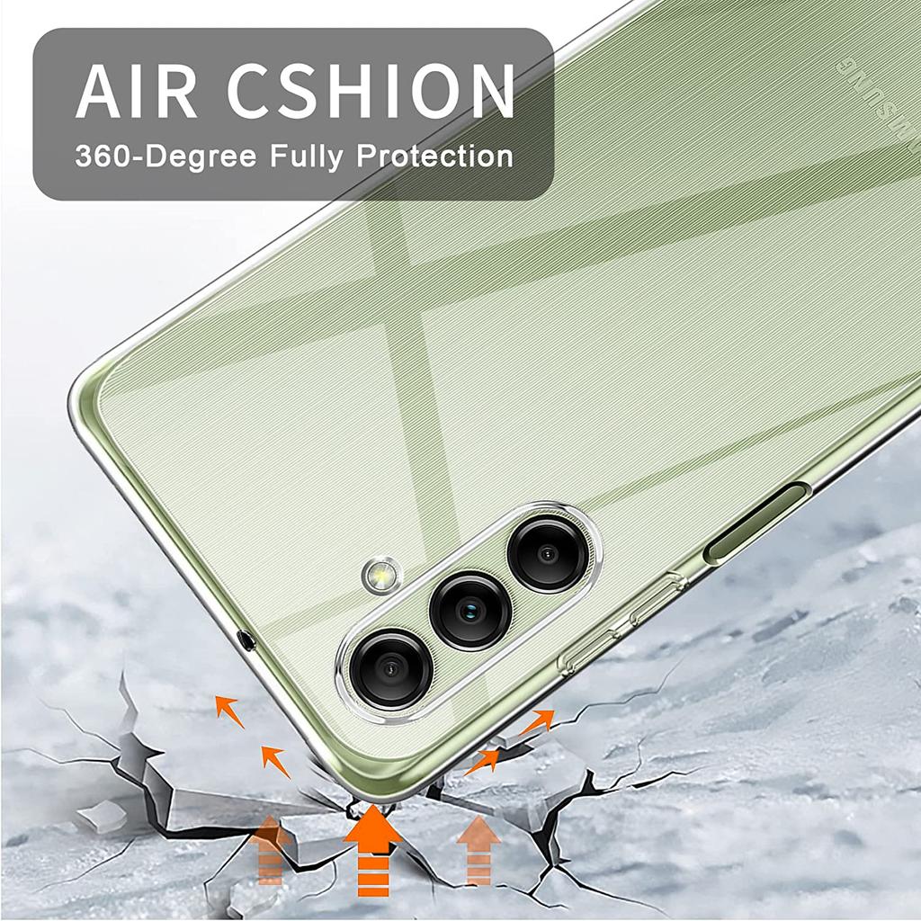 Clear TPU Case for Samsung Galaxy A14 5G/A14 4G Soft Phone Cover+3Pcs 2.5D Arc Edge Tempered Glass Screen Film