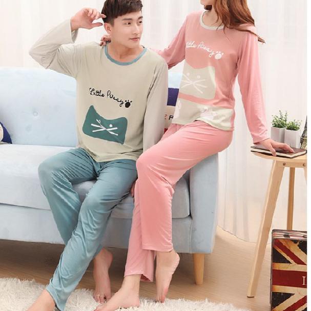 Autumn New Mens Casual Pajamas Set Loose Long Sleeve  Cartoon Printing Sleepwear for Men Pijama for Boy