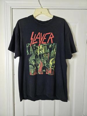 Vintage Koszulka Metalowa Unisex Slayer Band Duża 2003 Tour Y2K z Graficznym Nadrukiem "Do you Wanna Die"