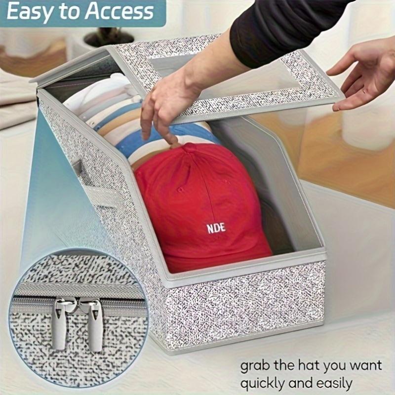 1pc Multifunctional Dust-proof Fabric Storage Box with Zipper Closet Organizer Baseball Caps Hats Clothes Organizer and Storage