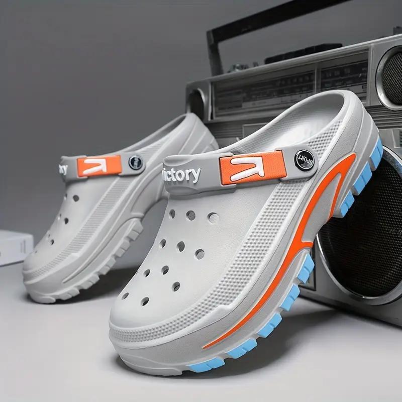 

Мужские модные цветные сабо с ажурной подошвой, удобные нескользящие прочные тапочки с мягкой подошвой, мужская летняя обувь 44 серый