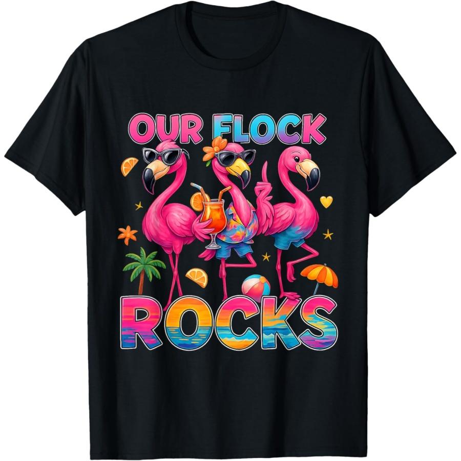 Summer Vacation Family Matching Our Flock Rocks Flamingo T-Shirt S