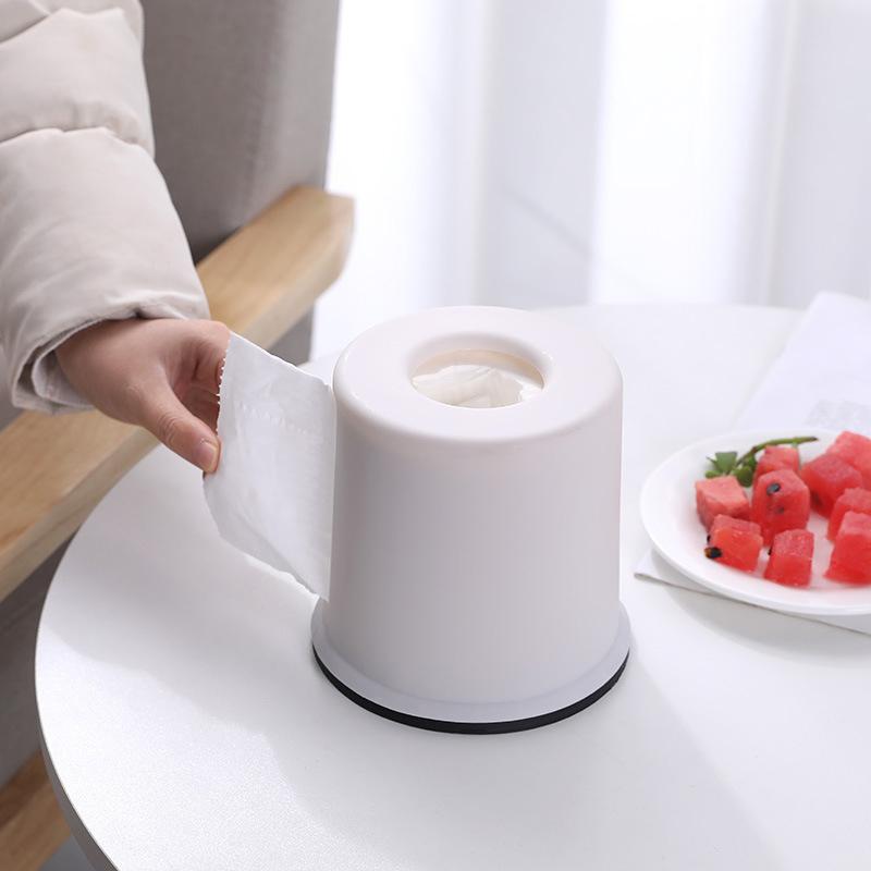 Round Plastic Tissue Box Multifunctional Sturdy Construction Dustproof Tissue Holder for Home Office Entryway Coffee Table Use