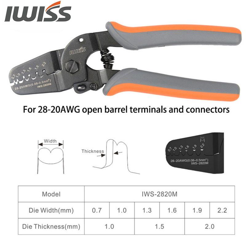 Клещи-обжимные клещи IWS-2820 IWISS Mini Micro Open Barrel для клемм и разъемов AWG28-20 JAM Molex Tyco JST2.54