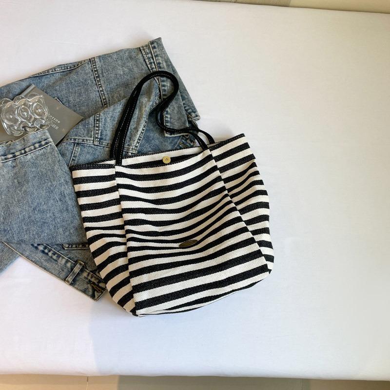 Полосатая парусиновая сумка новая сумка-тоут для отдыха на плечо большой вместимости сумка для покупок сумка-тоут