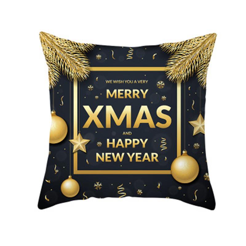 Merry Christmas Decorative Printing Cushion Cover for Christmas Home Living Room Sofa Decoration Polyester Pillow Cover