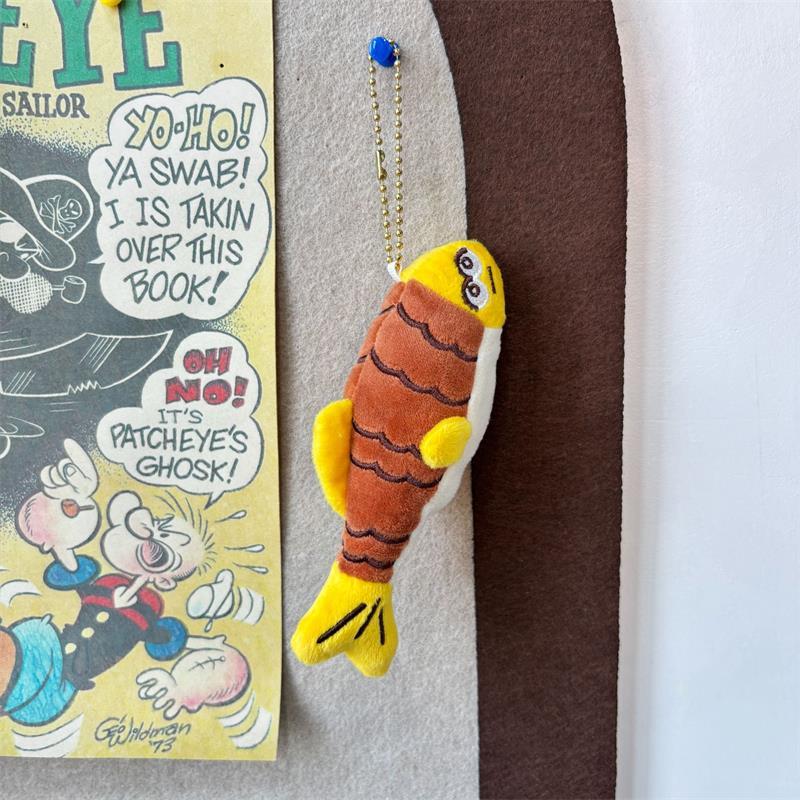 Cute Funny Small Fish Squeak Plush Doll Stuffed Toy Keychain Backpack Pendant Bag Hanging Couple Ornaments Pet Teething Toy Gift