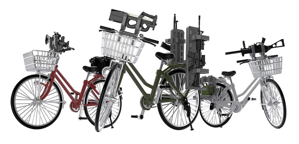 TOMYTEC Little Armory Scale LM006 School Bicycle for Designated Defense Ammunition Box Carrying 312123 1/12 Schools, Silver Type, Pre-painted,