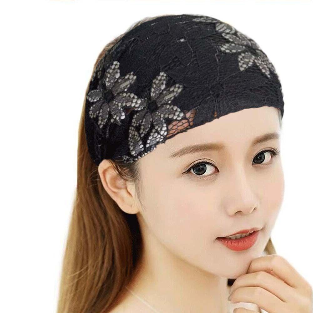 Hair Hoop Mesh Flower Headband Non Slip Wide Side Head Wrap Fashion Lace Hairbands  Mother