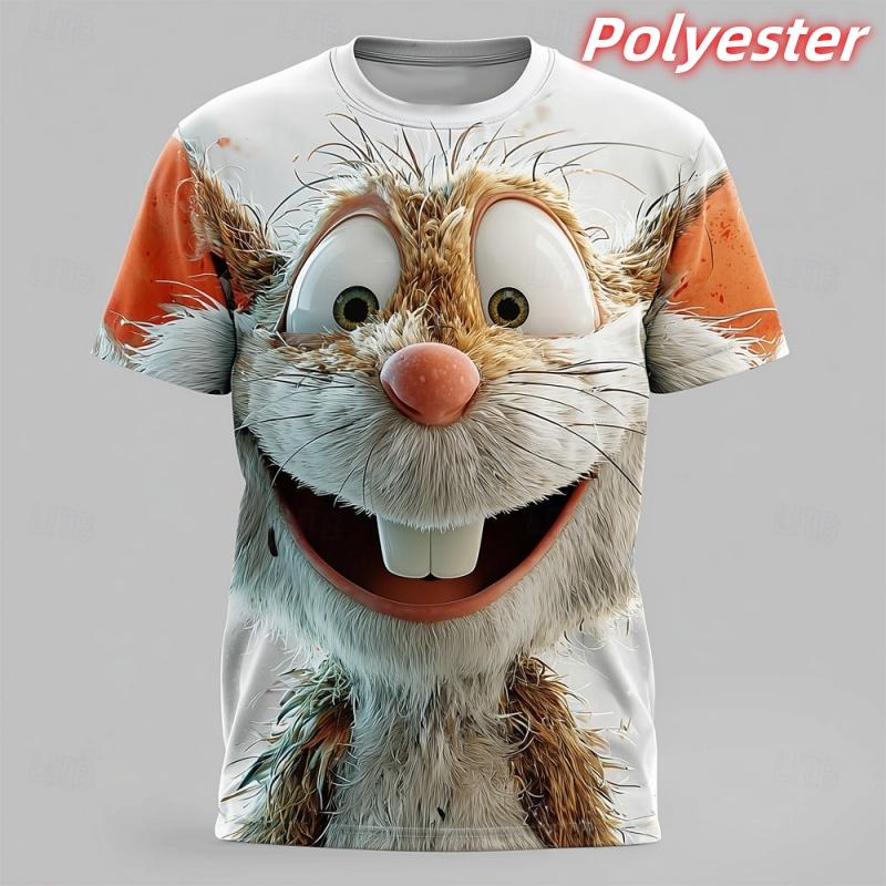 Tiger Bird Mouse Pattern T Shirt For Men Funny Animal 3D Printed Short Sleeve Tees Summer Street Loose Tops Round Neck T-Shirts