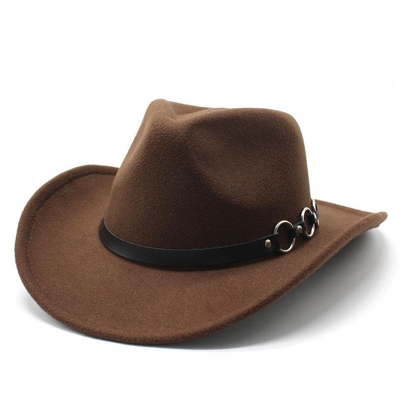 Men And Women Woolen Top Hat Western Cowboy Gentleman Jazz Concave Top Felt Hat