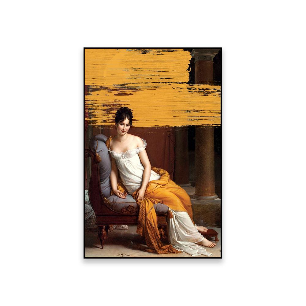 

Altered Art Sunshine Smile Poster Oil Painting Maximalist Yellow Dark Art Prints Women Retro Canvas Painting Home Bedroom Decor 21x30 No Frame