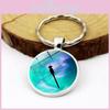 Elegant Black Dragonfly Pattern Keychain Modern Simple Zinc Alloy Key Ring
