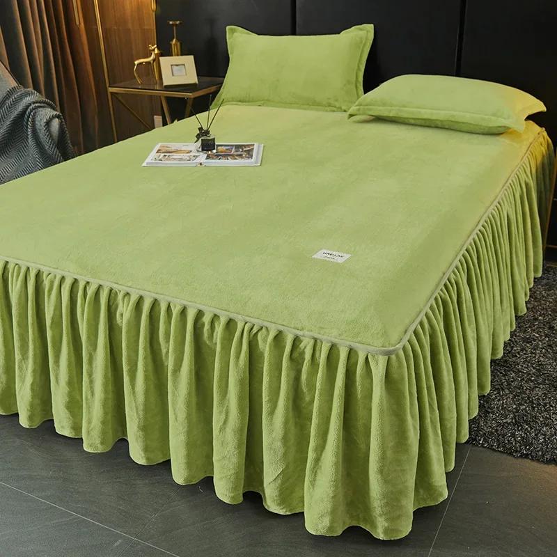 

Однотонная юбка-кровать, бархатное покрывало на зимнюю кровать, приятные для кожи защитные наматрасники, домашнее покрывало roupa de cama (Нет наволочки) 120x200cm 1pc