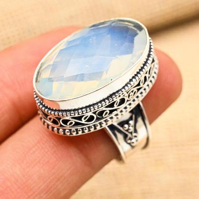 Milky Opal Gemstone Solid 925 Sterling Silver Handmade Wonderful Jewelry Ring