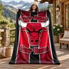 Chicago Bulls Custom Name Flannel Blanket Personalized Soft Warm Plush Throw Blanket Customized Gift for Family Friends