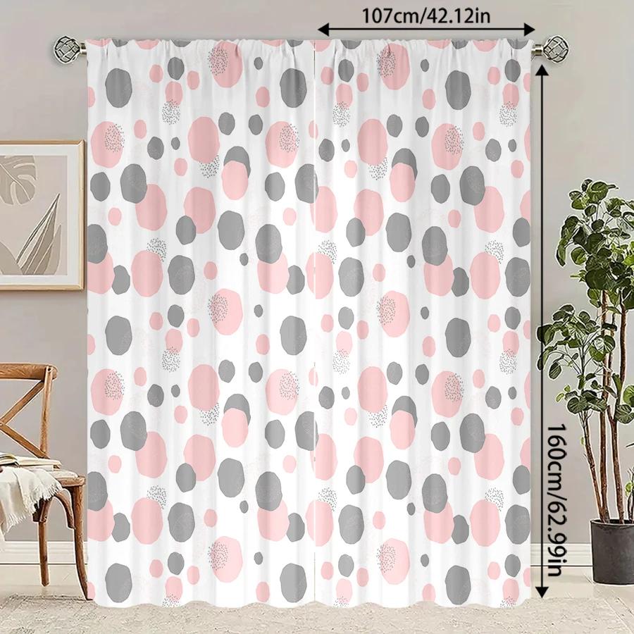 

Red Gray Dot Pattern Printed Curtains Christmas Decorations Bedroom Living Room Home Decoration Curtain Polyester Ideal For W100*H70(CM)-Hooks&2PCS