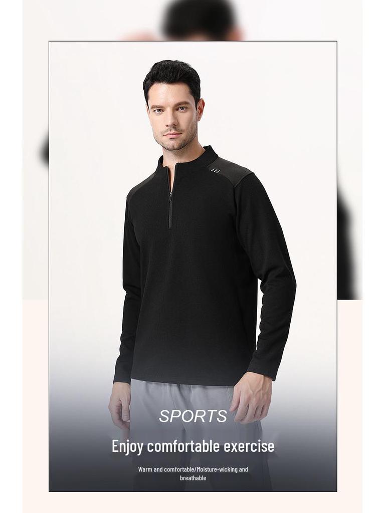 Lulu Style Men's Half-Zip Long Sleeve Quick-Dry Shirt: Breathable, Sweat-Wicking for Autumn & Winter Fitness, Cycling, Fishing, and Running.