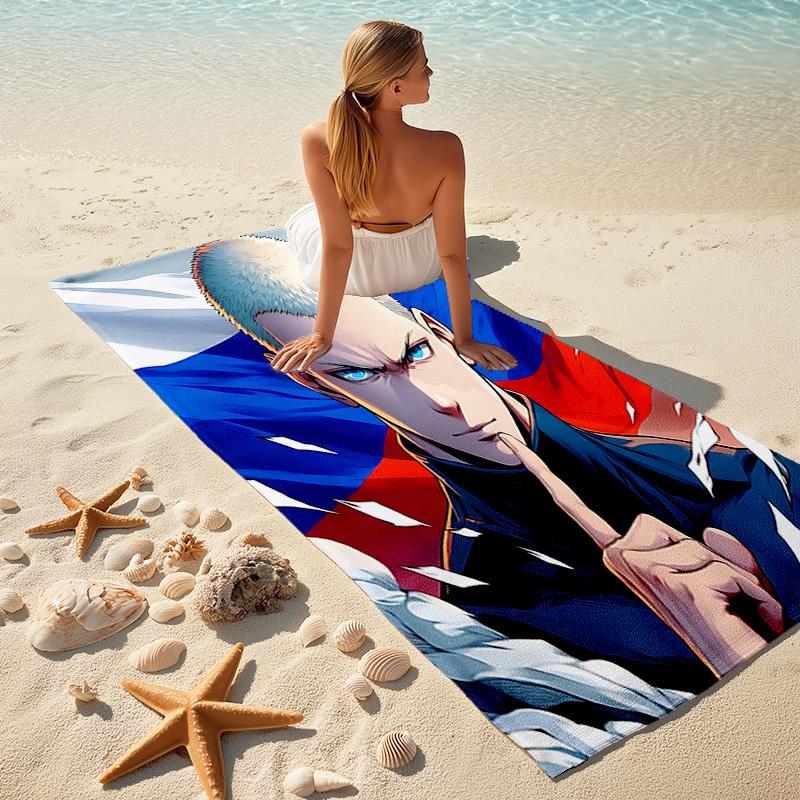 1pc Russian Flag Hero Pose Cartoon Quick Dry Microfiber Bath Towel for Swimming Surfing Camping Unisex Holiday. SJT720188